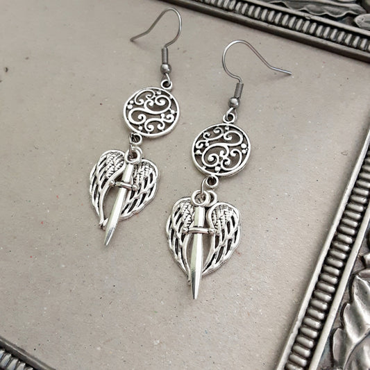 Valkyrie wing earrings with stainless hooks