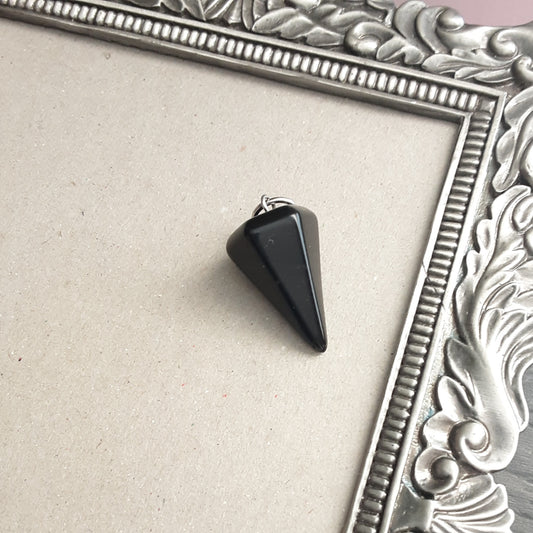 Obsidian point pendant, please read