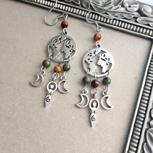 Earth Goddess earrings with surgical steel hooks