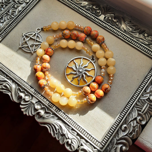 Apollo prayer beads with Calcite and Orange Sea Sediment Jasper