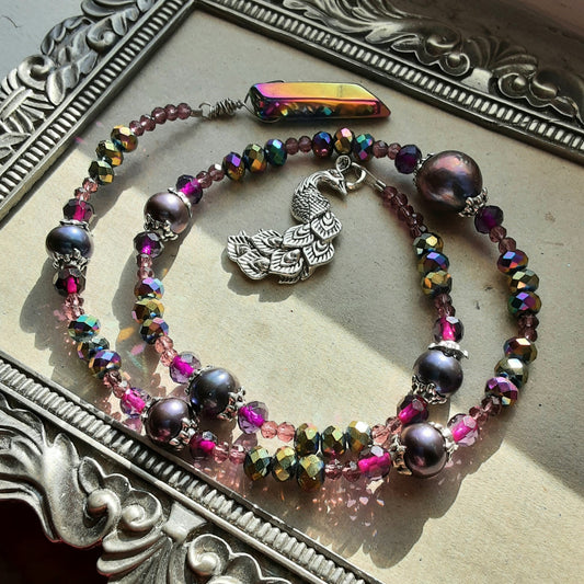 Hera prayer beads with Titanium Quartz