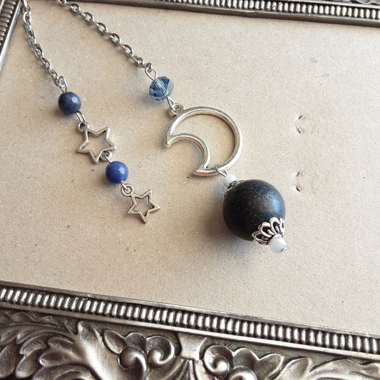 Moon pendulum with blue Jasper