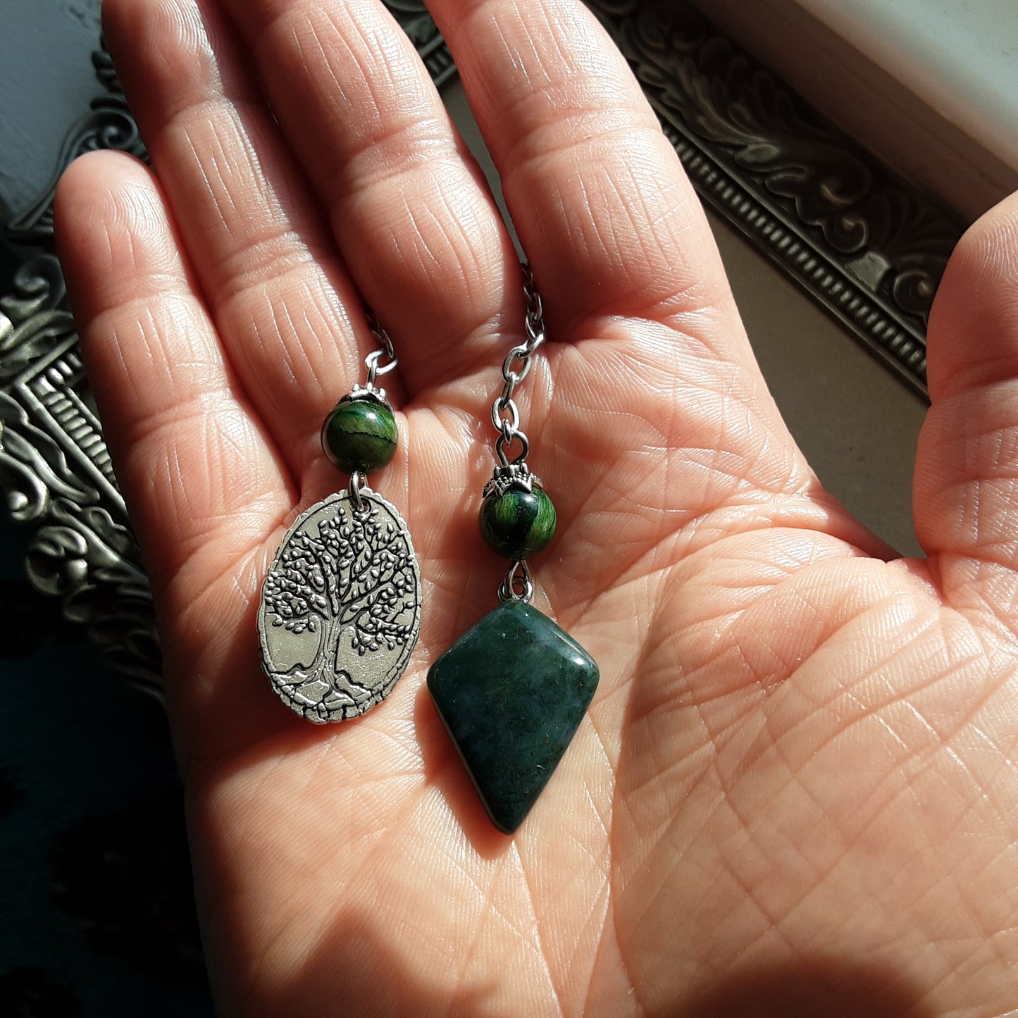 Moss Agate pendulum