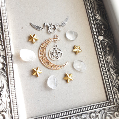 Selene altar decor with golden moon