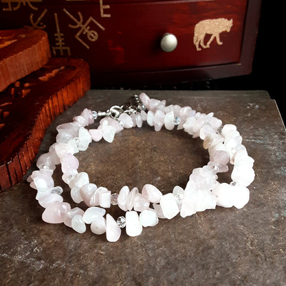 Rose Quartz gemstone chip necklace