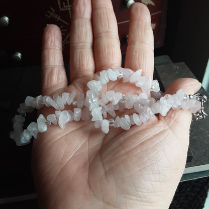 Rose Quartz gemstone chip necklace