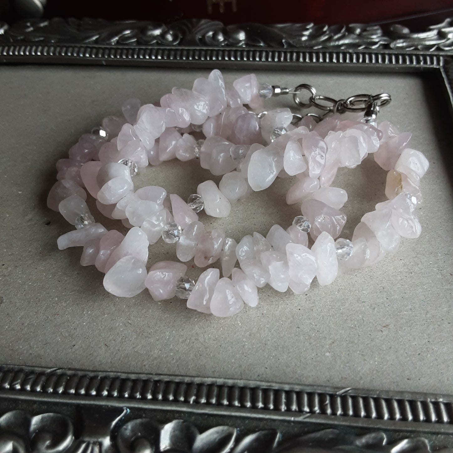 Rose Quartz gemstone chip necklace