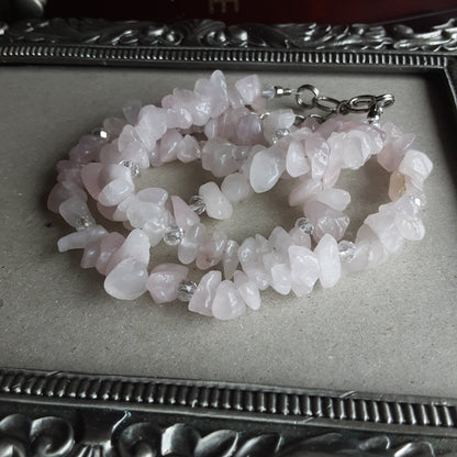 Rose Quartz gemstone chip necklace