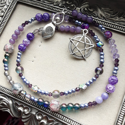 Witch prayer beads in purple