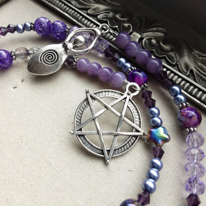 Witch prayer beads in purple