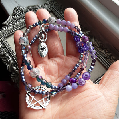 Witch prayer beads in purple