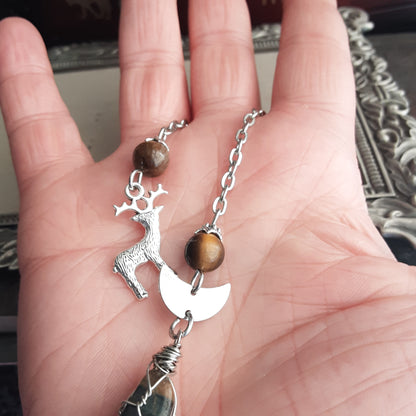 Tiger eye pendulum for Cernunnos or Artemis