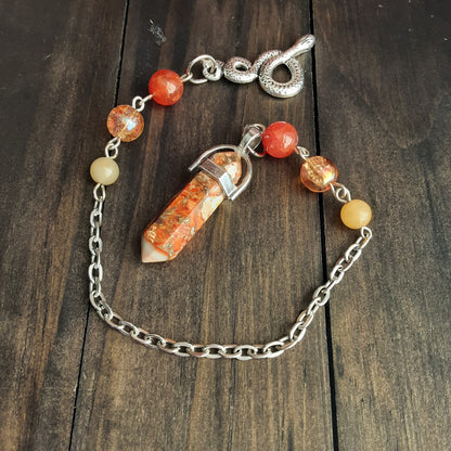 Loki pendulum with Orange Sea Sediment Jasper