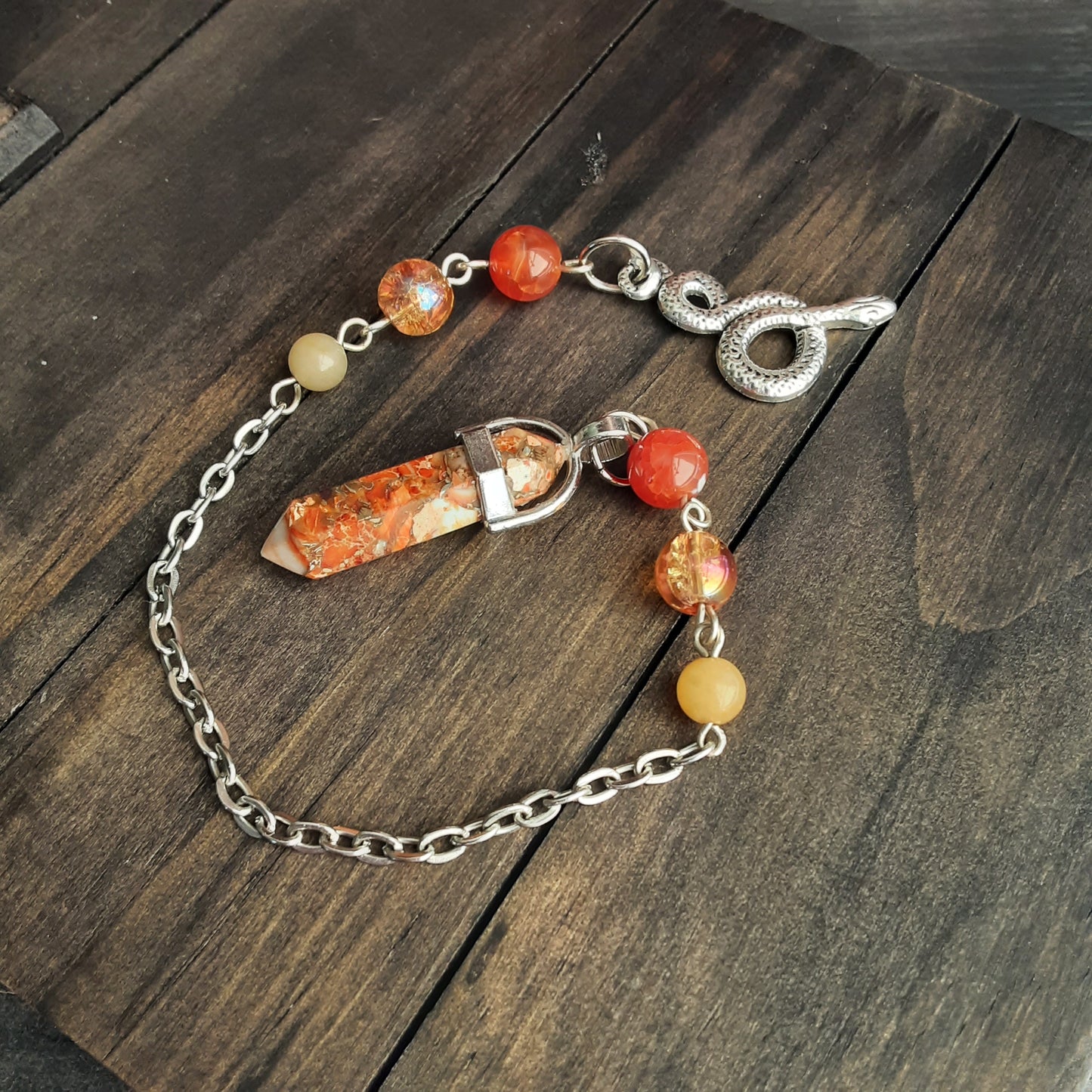 Loki pendulum with Orange Sea Sediment Jasper