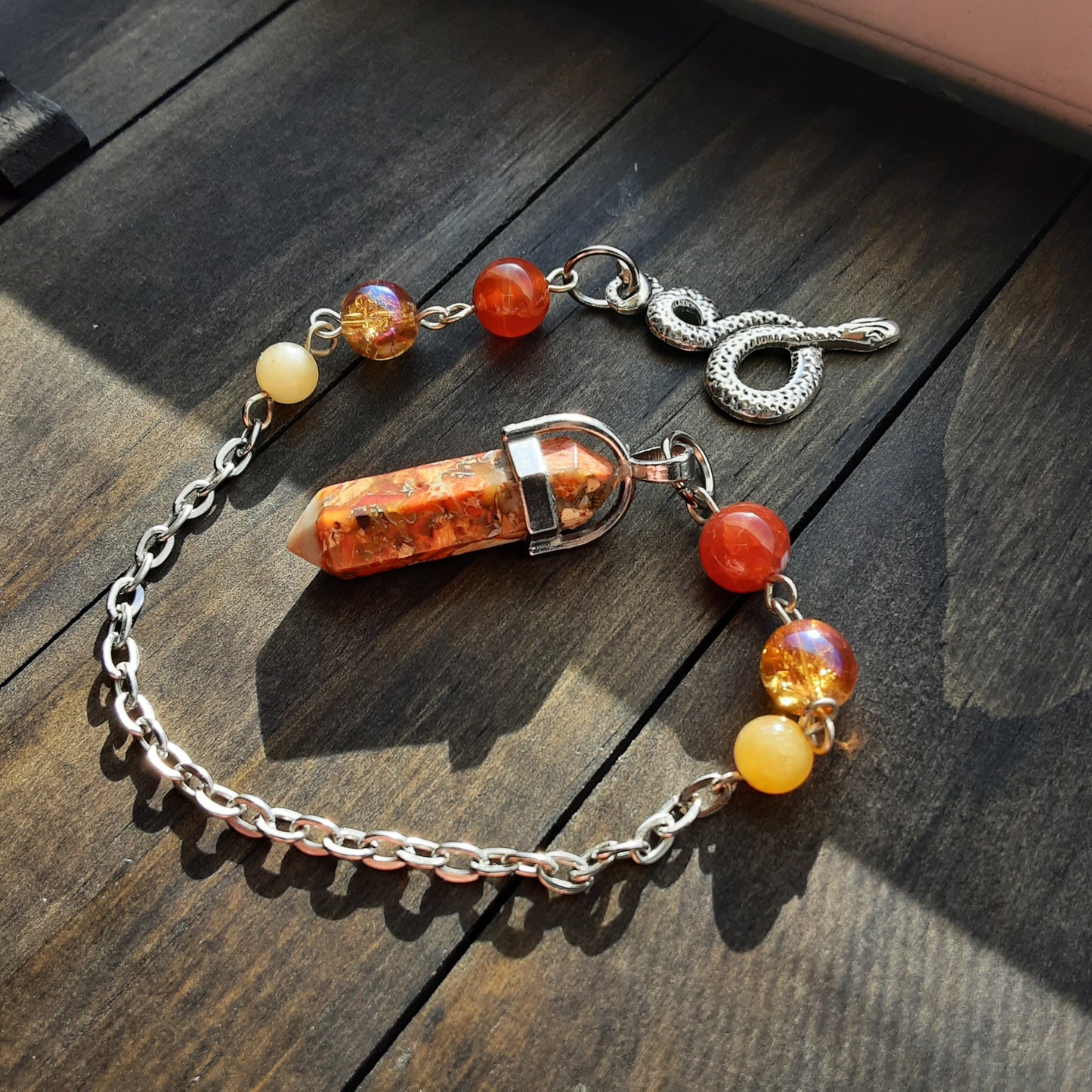 Loki pendulum with Orange Sea Sediment Jasper