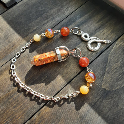 Loki pendulum with Orange Sea Sediment Jasper