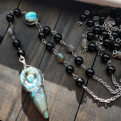 Witch Rosary with Labradorite Goddess