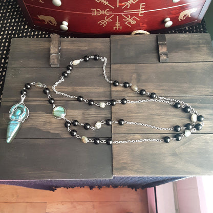 Witch Rosary with Labradorite Goddess