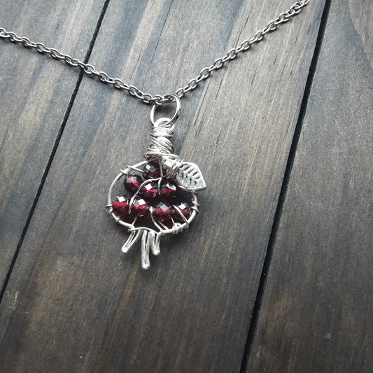 Faceted Garnet Pomegranate necklace - style L