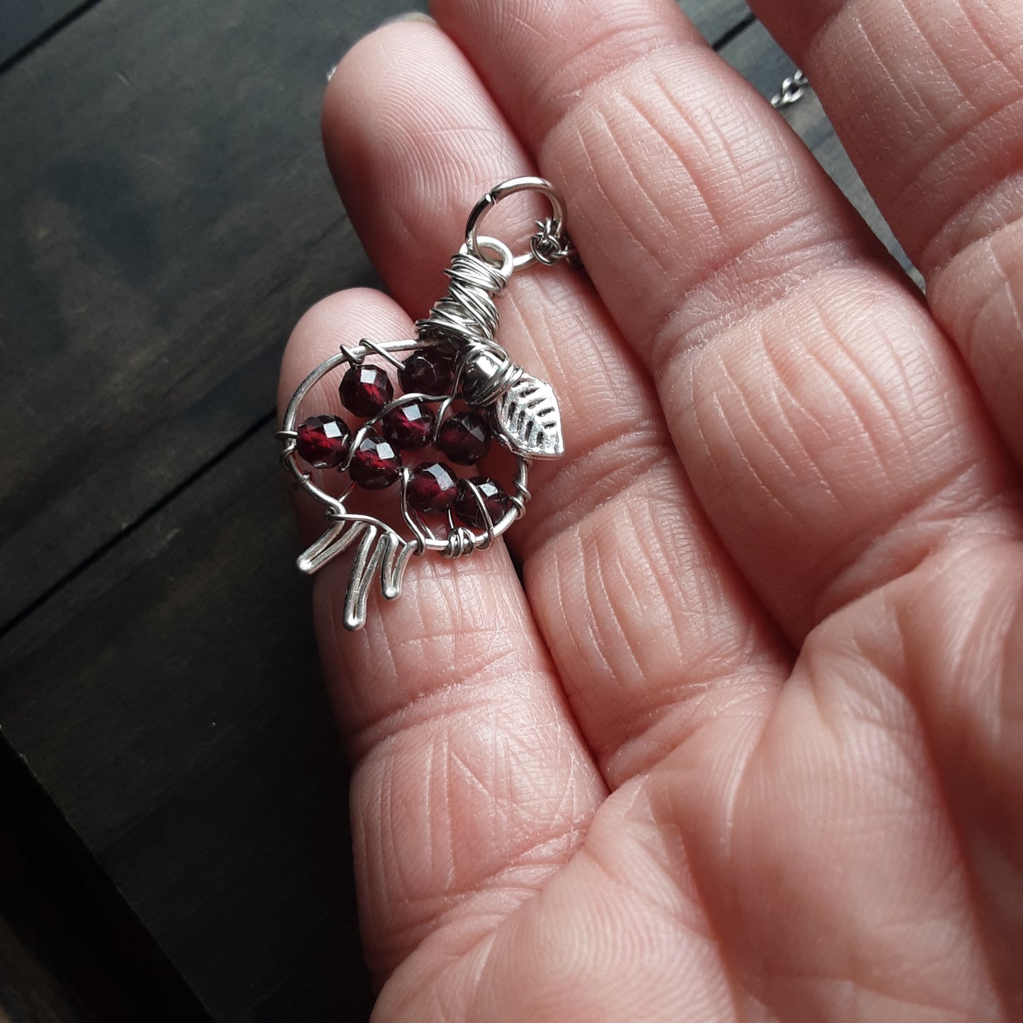 Faceted Garnet Pomegranate necklace - style L