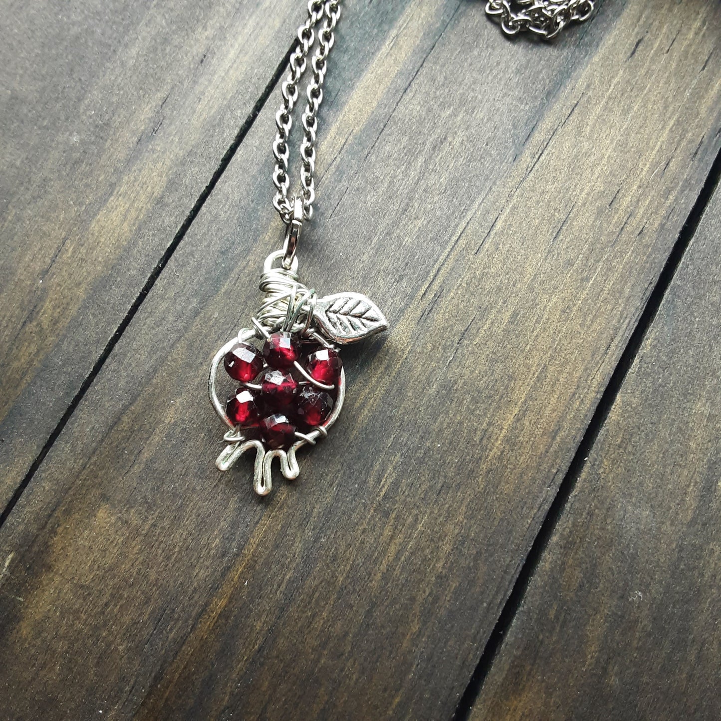 Faceted Garnet Pomegranate necklace - style K - smallest pomegranate