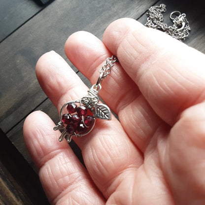 Faceted Garnet Pomegranate necklace - style K - smallest pomegranate