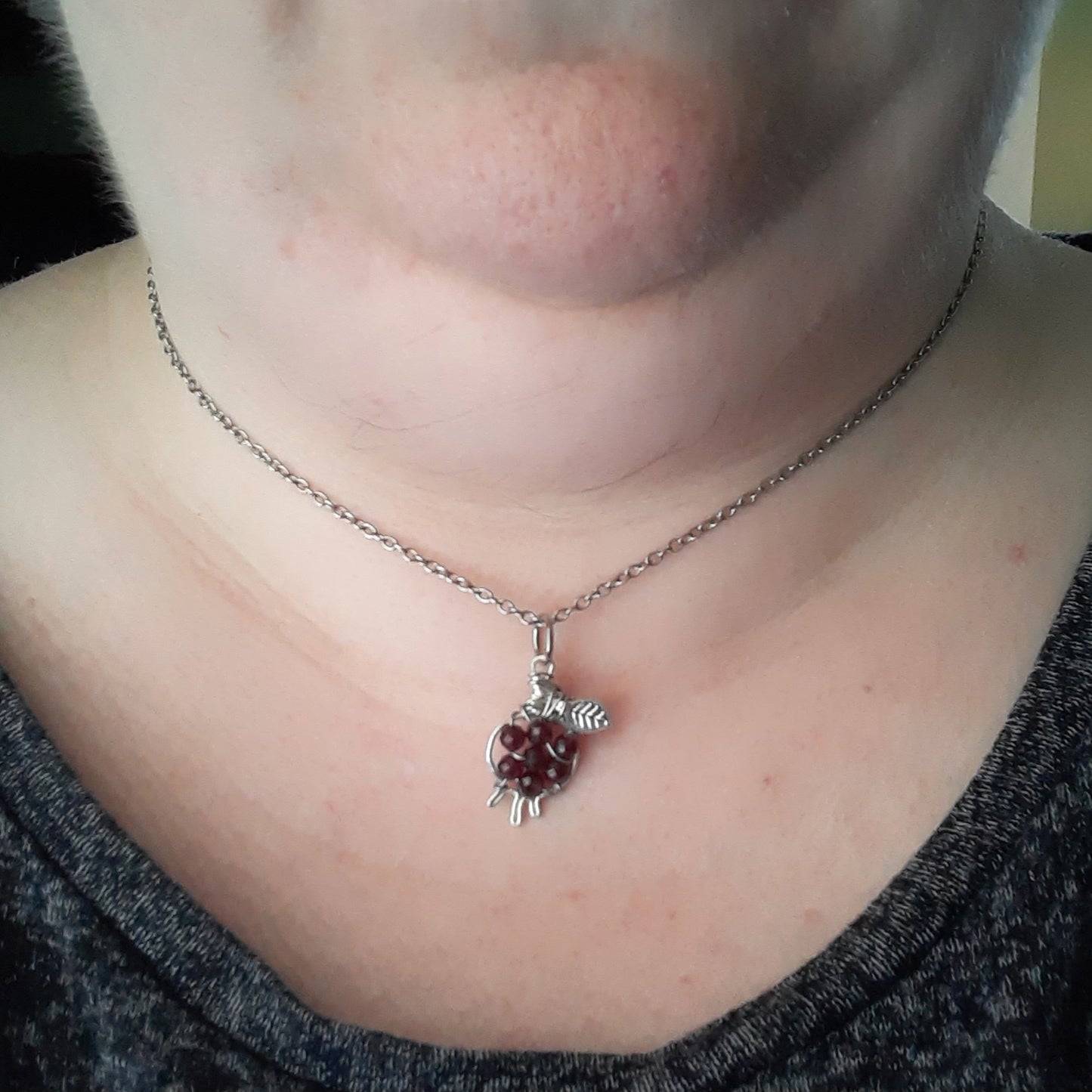 Faceted Garnet Pomegranate necklace - style K - smallest pomegranate