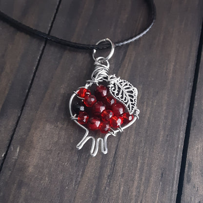 Pomegranate necklace - red crystal/acrylic- style E