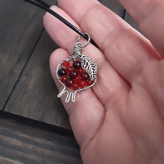 Pomegranate necklace - red crystal/acrylic- style E