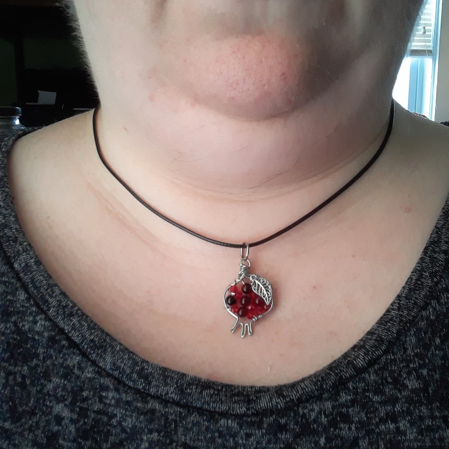 Pomegranate necklace - red crystal/acrylic- style E