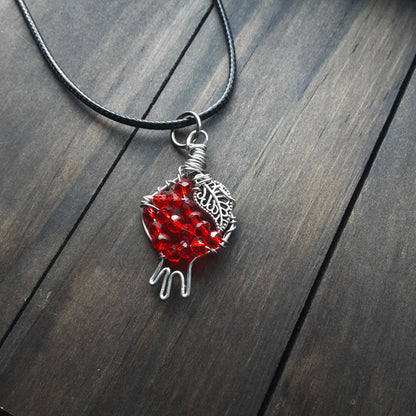 Pomegranate necklace - red crystal- style C