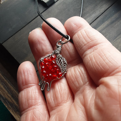 Pomegranate necklace - red crystal- style C