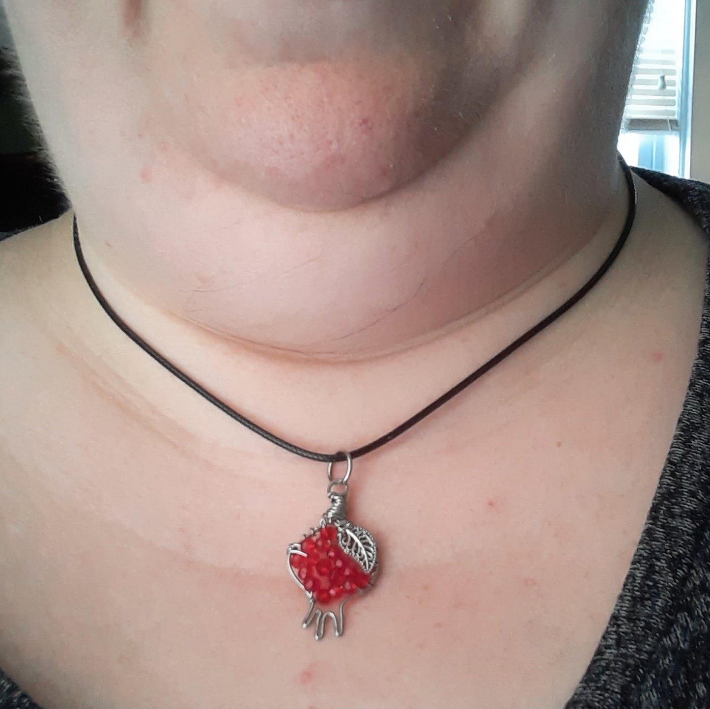 Pomegranate necklace - red crystal- style C