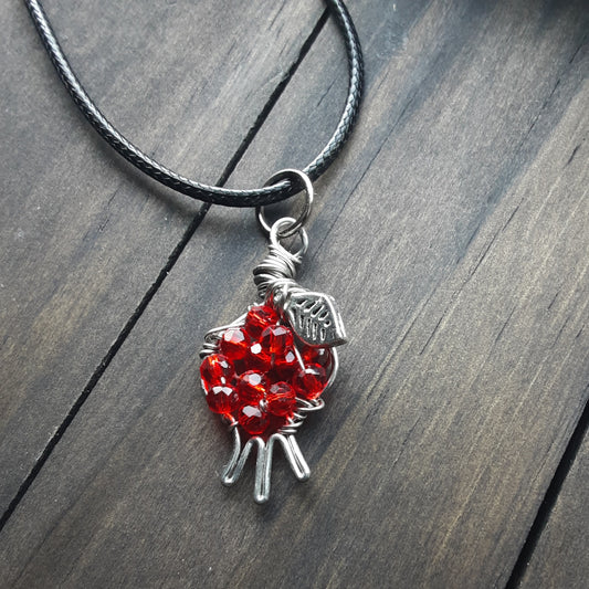 Pomegranate necklace - red crystal- style D