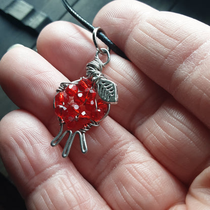 Pomegranate necklace - red crystal- style D