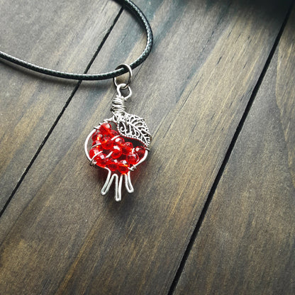 Pomegranate necklace - red crystal- style B