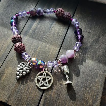 Dionysus bracelet with purple lava rock