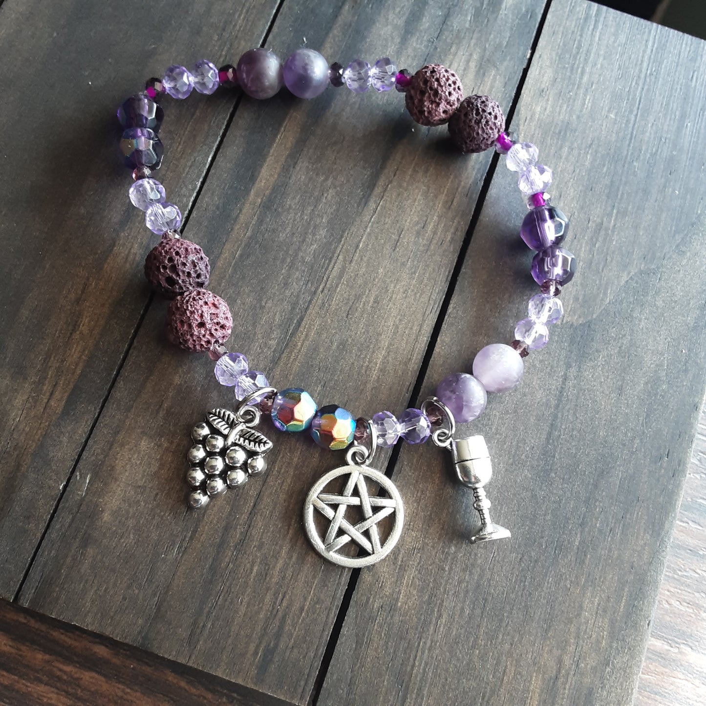 Dionysus bracelet with purple lava rock