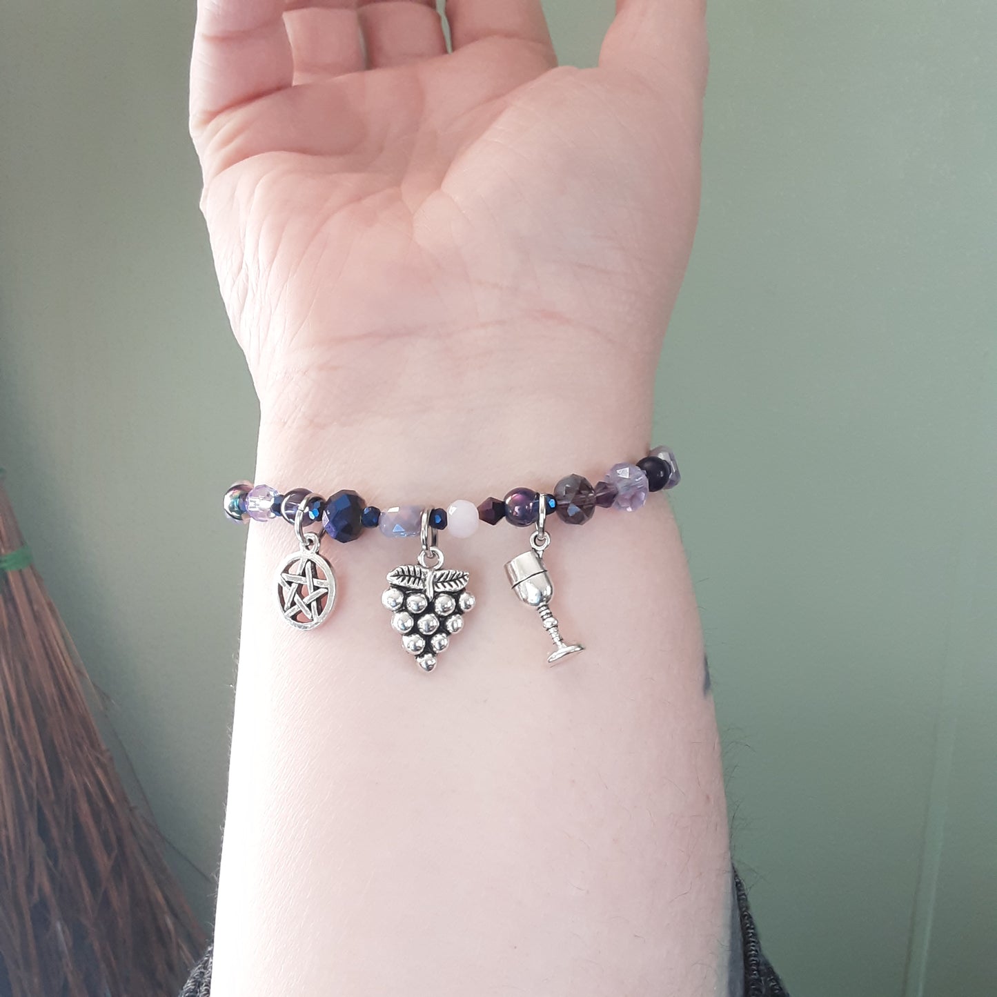 Dionysus bracelet with dark purple beads