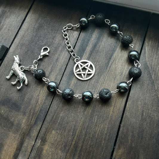 Fenrir prayer beads with wolf charm