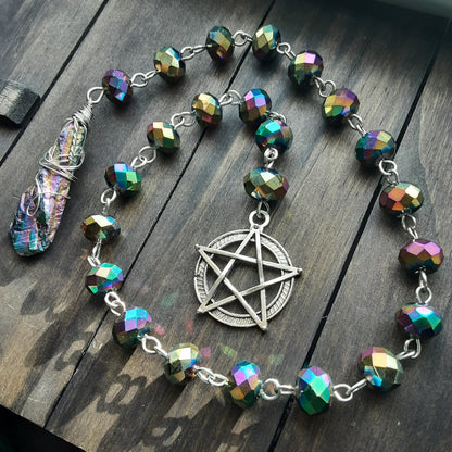 Dark rainbow prayer beads