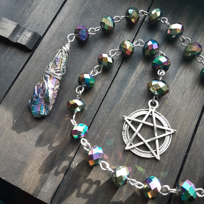 Dark rainbow prayer beads