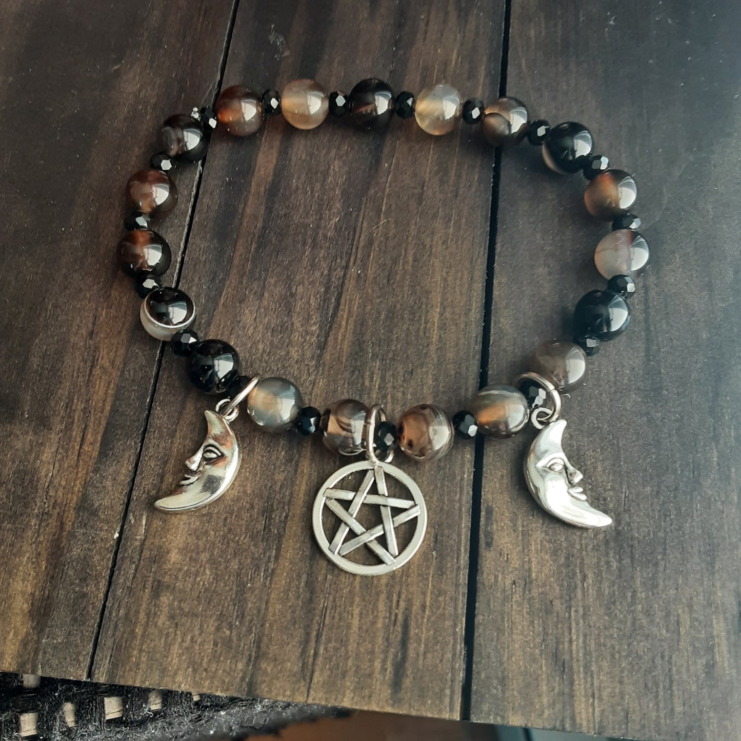 Hekate bracelet with Triple Moon Goddess