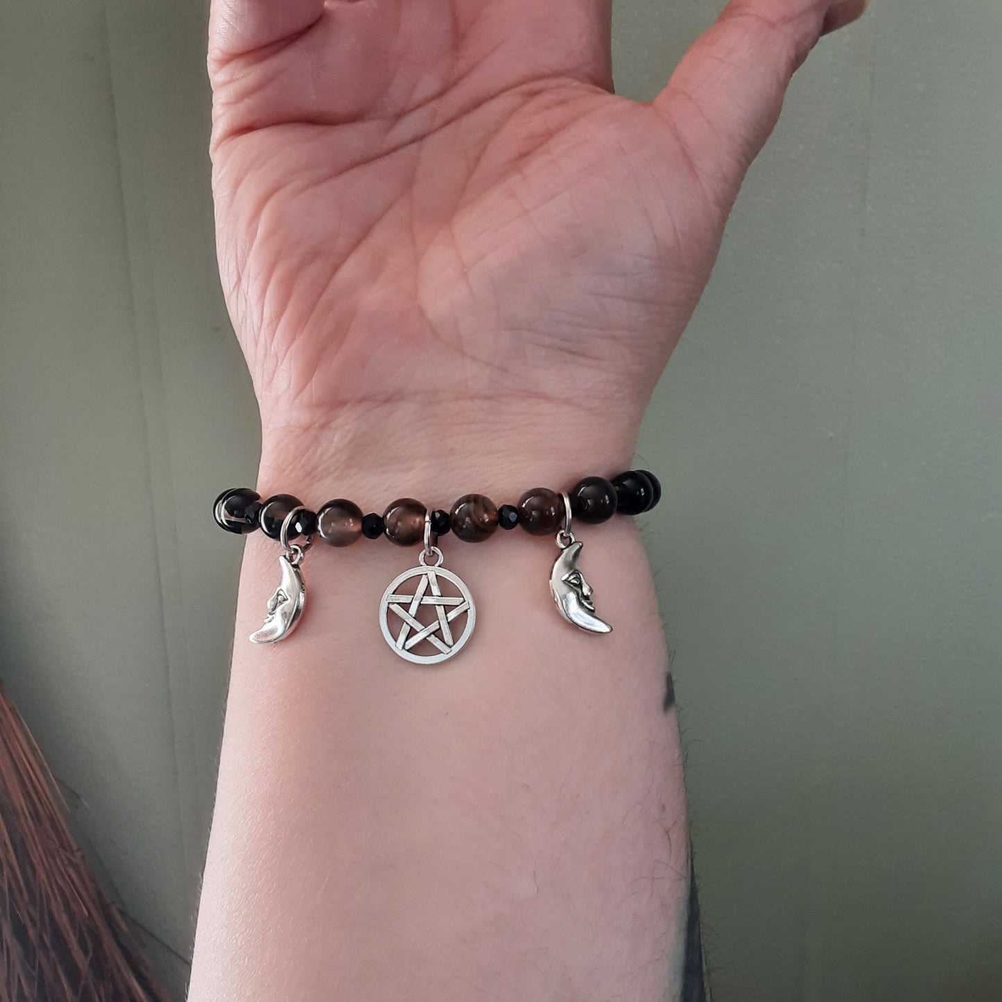 Hekate bracelet with Triple Moon Goddess