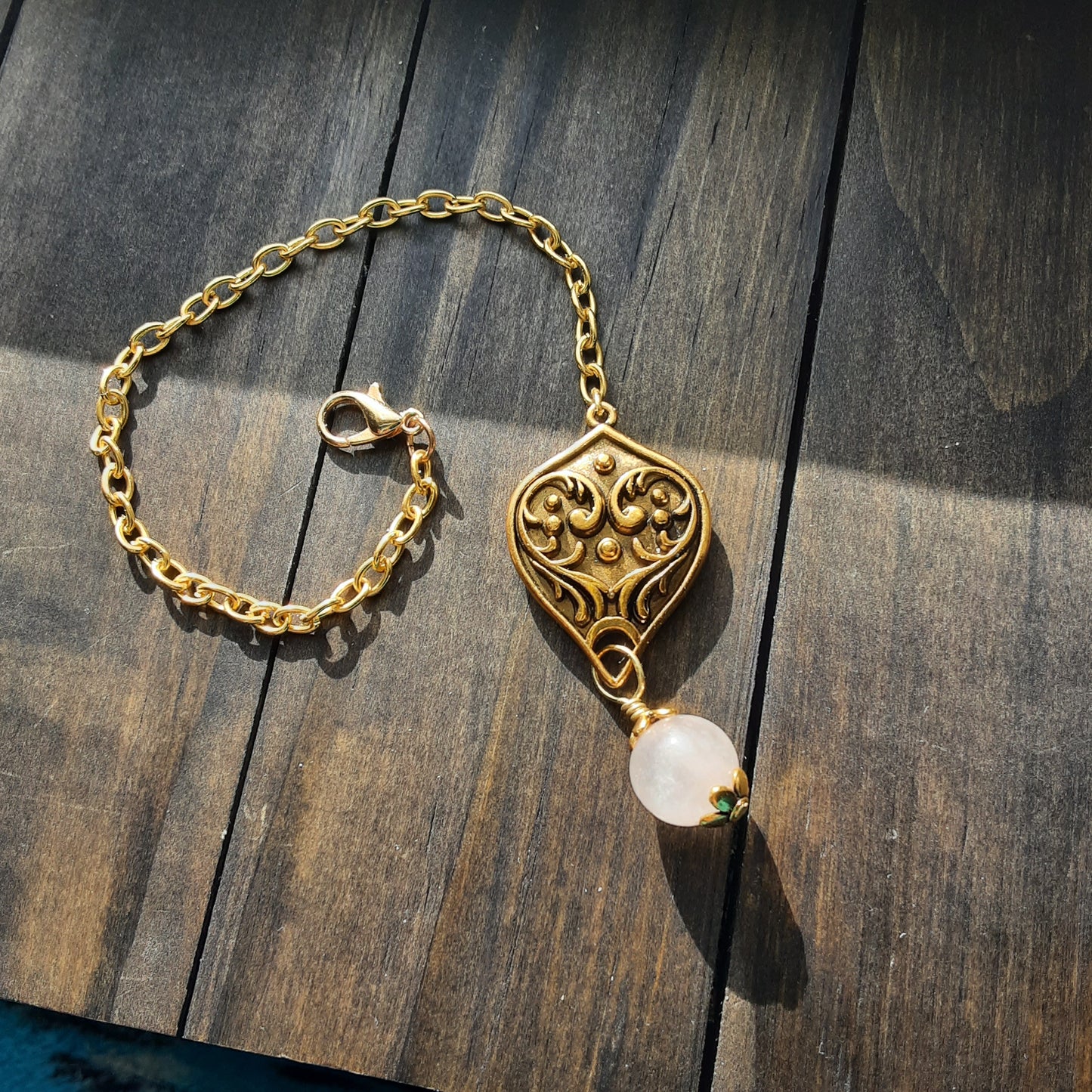 Rose Quartz pendulum with clasp