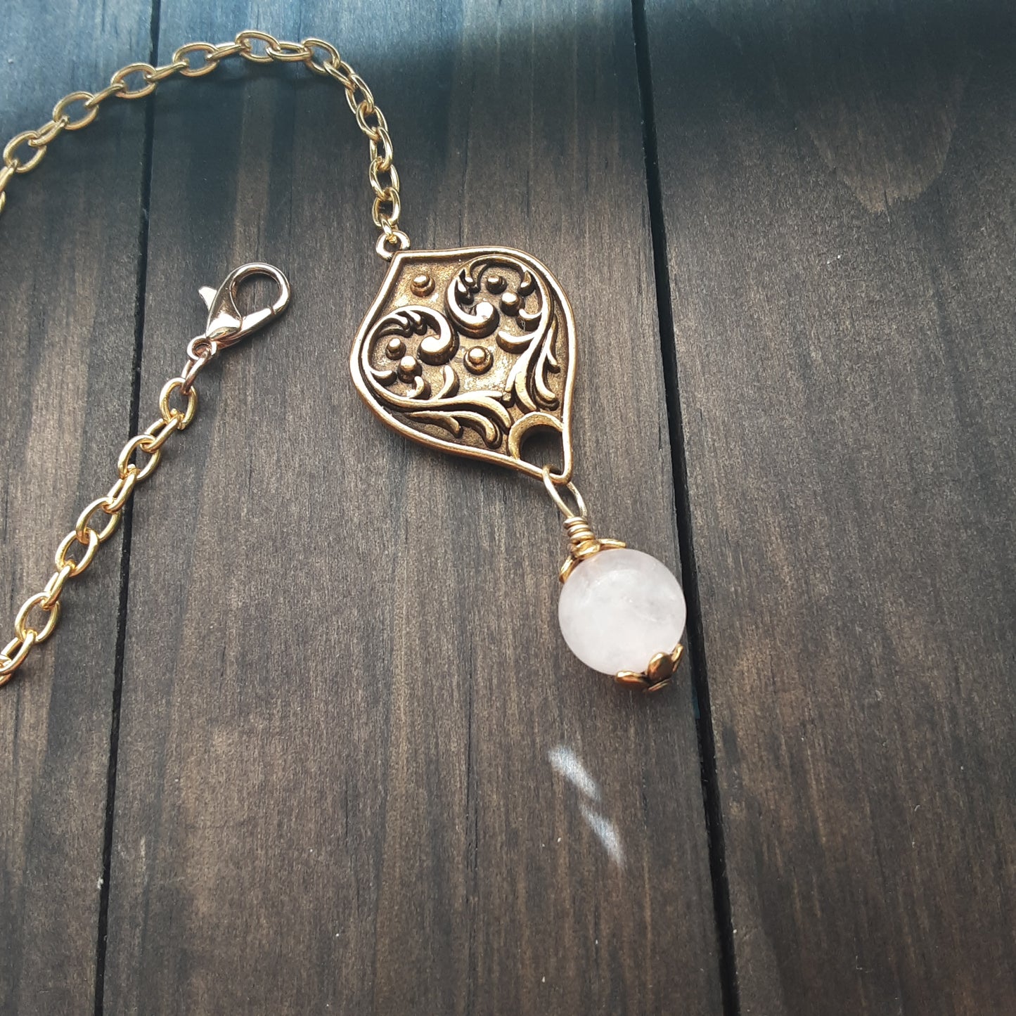 Rose Quartz pendulum with clasp