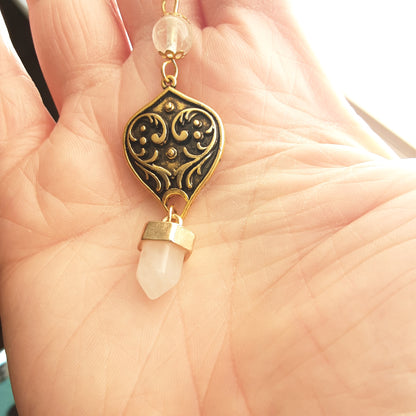 Clear Quartz pendulum with clasp