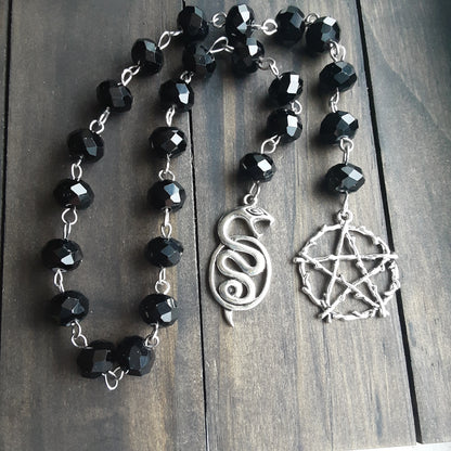 Loki prayer beads with black crystal