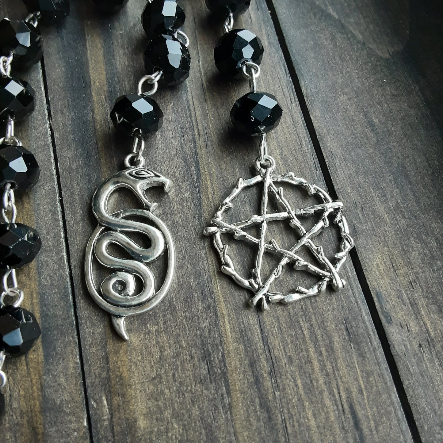 Loki prayer beads with black crystal