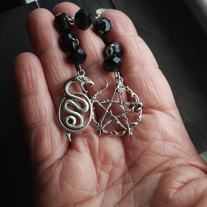 Loki prayer beads with black crystal